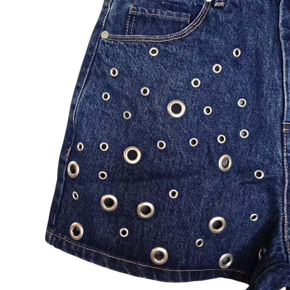 BlankNYC The Reeve High-Rise Ribcage Shorts In Silver Dreams - Picture 6 of 9